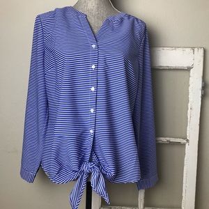 Talbots Blue and White Striped Top